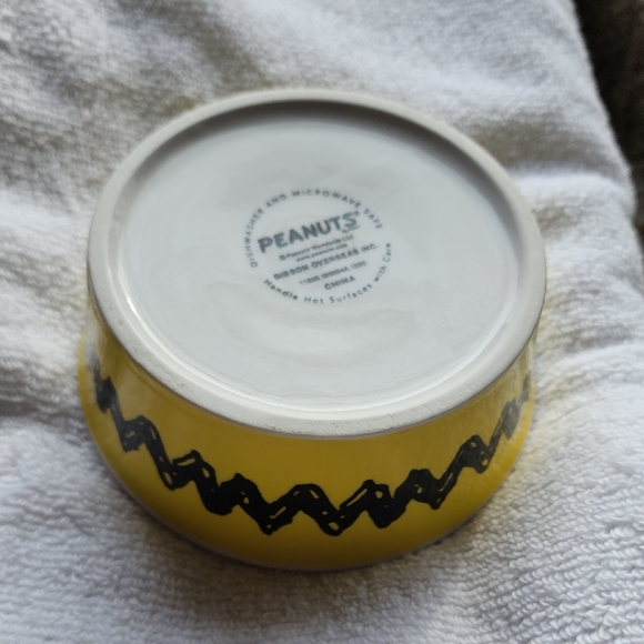 Peanuts Yellow and White Dog Bowl with Zigzag Design - Picture 3 of 8